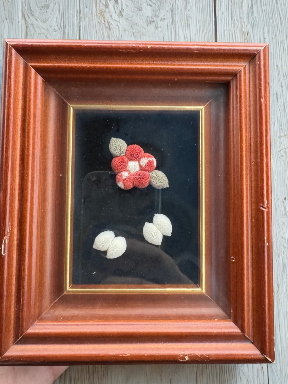 VTG Caribou Hair Tufting Framed Art Jessie Wastasticoot Artic Trading 6”x5”
